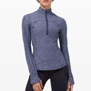 Lululemon Run Briskly Women's Half-Zip Pullover Top Heathered Cadet Blue 12